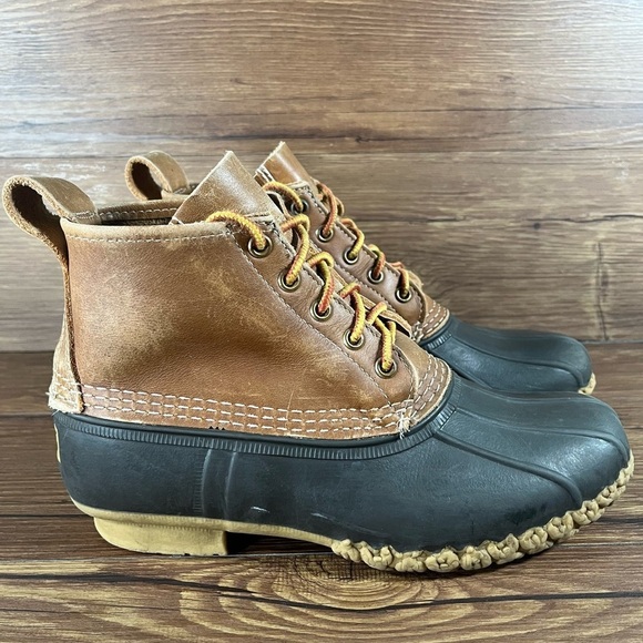 L.L. Bean 5-Eye Brant Boots Brown Leather Waterprooff Shoes Duck Women’s Size 8 - Picture 1 of 10